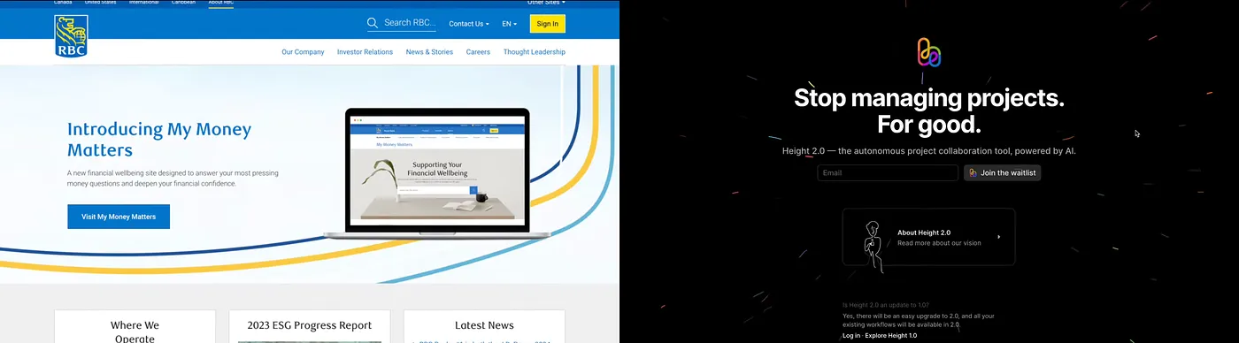 bank vs ai startup website design