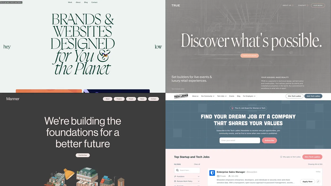 different styles website design