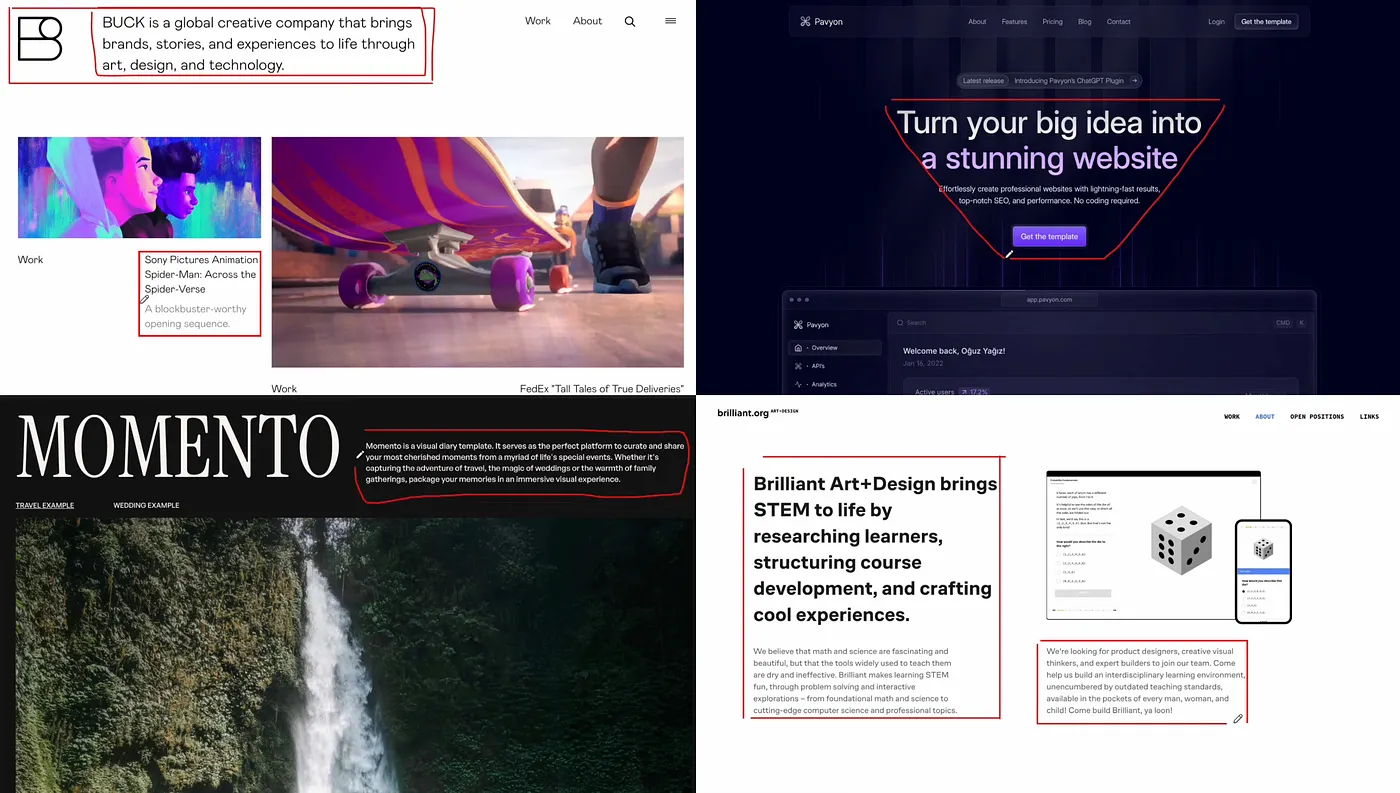 create shapes with text website design